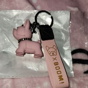 Boom Pink Dog Keychain with Strap